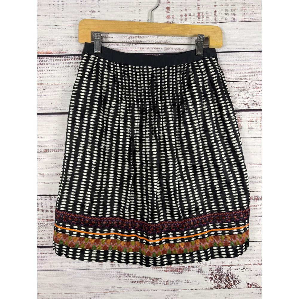 Anthropologie Edme & Esyllte Black White Ikat A-Line Skirt Size 4 Boho - Picture 8 of 8